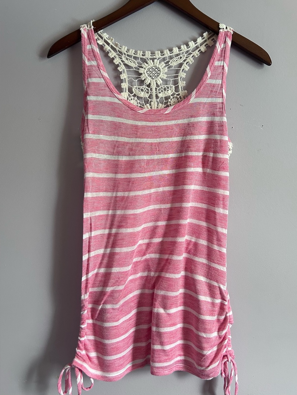 Delia’s Y2K Aesthetic Stripe Lace Back Tank Top Size Small